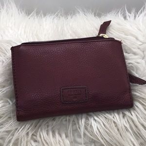 Fossil Burgundy Pebble Leather Wallet